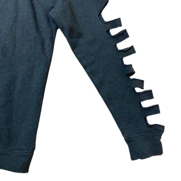 Chaser Black Cut Out Long Sleeve Crew Neck Sweatshirt Size Small - Picture 3 of 9